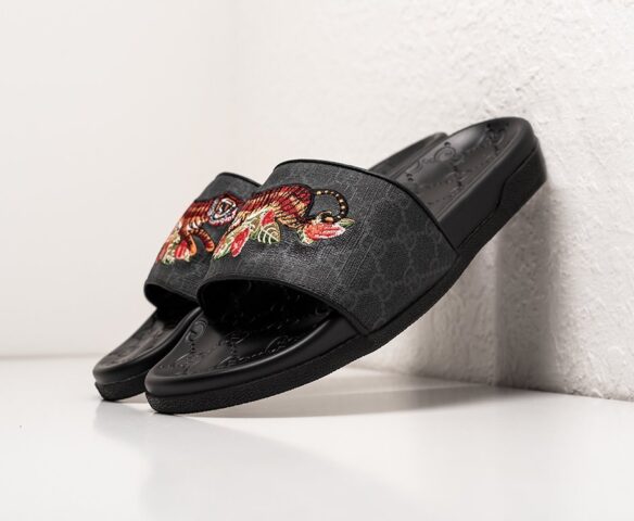 Сланцы Gucci black lther