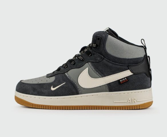 Nike Air Force 1 Mid Blue / L.Grey with Fur Wmns Nike Air Force 1 Mid Blue / L.Grey with Fur Wmns